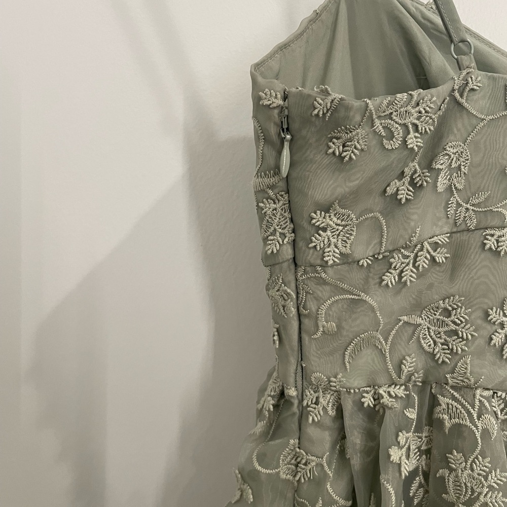 BHLDN Sage Green Lace Spaghetti Strap Dress - Picture 7 of 8